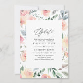 Pastel Blush Pink Floral Weddenschap Update Kaart (Voorkant)