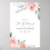 Pastel Blush Pink Floral Weddenschap Welkom Poster (Voorkant)
