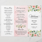 Pastel Blush  Pink Floral Wedding Programme (Voorkant)