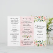 Pastel Blush  Pink Floral Wedding Programme (Staand voorkant)