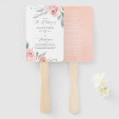 Pastel Blush Pink Floral Wedding Programme Handwaaier (Voorkant en achterkant)