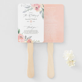 Pastel Blush Pink Floral Wedding Programme Handwaaier