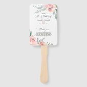 Pastel Blush Pink Floral Wedding Programme Handwaaier (Voorkant)