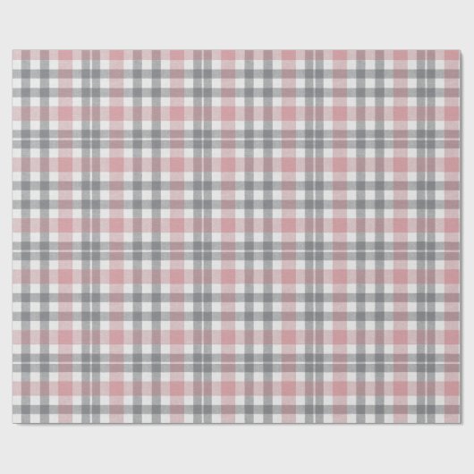 Pastel Blush Pink Gray White Plaid Pattern Cadeaupapier (Vlak)