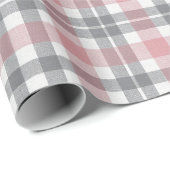 Pastel Blush Pink Gray White Plaid Pattern Cadeaupapier (Rol Hoek)