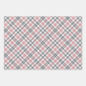 Pastel Blush Pink Gray White Plaid Pattern Inpakpapier Vel (Voorkant 2)
