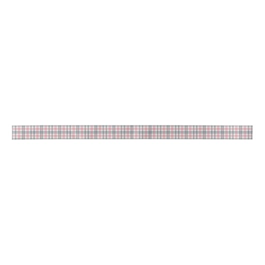 Pastel Blush Pink Gray White Plaid Pattern Satijnen Lint (Voorkant)