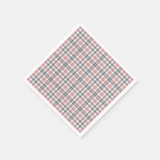 Pastel Blush Pink Gray White Plaid Pattern Servet (Hoek)