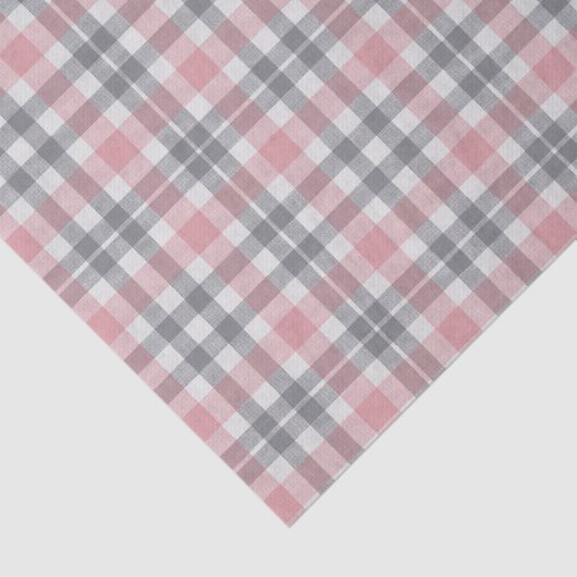 Pastel Blush Pink Gray White Plaid Pattern Tissuepapier (Detail)