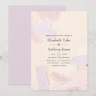 Pastel Blush Pink & Lavender Paint Splash Weddensc Kaart