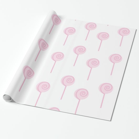 Pastel Blush Pink Lollipop Schattige Cadeaupapier (Uitgerold)