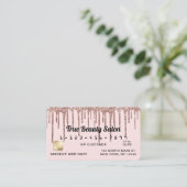 Pastel Blush Pink Rose Gold Glitter Druppelt Kredi Visitekaartje (Staand voorkant)