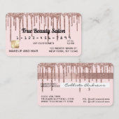 Pastel Blush Pink Rose Gold Glitter Druppelt Kredi Visitekaartje (Voorkant / Achterkant)