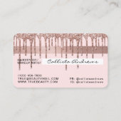 Pastel Blush Pink Rose Gold Glitter Druppelt Kredi Visitekaartje (Achterkant)