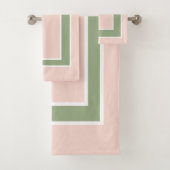 Pastel Blush Pink Sage Green Block Pattern Bad Handdoek (Insitu)