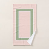 Pastel Blush Pink Sage Green Block Pattern Bad Handdoek (Handdoek)
