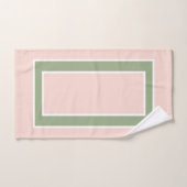 Pastel Blush Pink Sage Green Block Pattern Bad Handdoek (Handdoek)