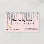 Pastel Blush Pink Silver Glitter Drips Credit Visitekaartje (Voorkant)