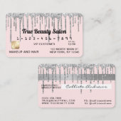 Pastel Blush Pink Silver Glitter Drips Credit Visitekaartje (Voorkant / Achterkant)