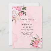 Pastel Blush Pink White Peony Couple Shower Invite (Voorkant)
