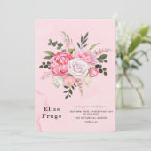 Pastel Blush Pink White Peony Vrijgezellenfeest Kaart (Staand voorkant)