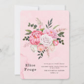 Pastel Blush Pink White Peony Vrijgezellenfeest Kaart (Voorkant)