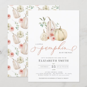 Pastel Blush Pompoen Greenery Bloemen Waterverf Kaart