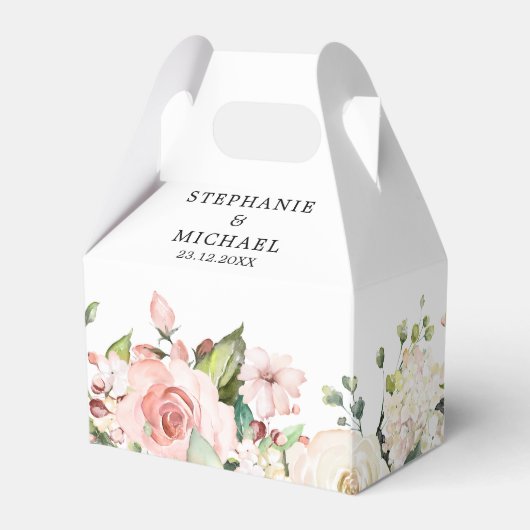 Pastel Blush Roos Floral Botanical Weddenschap Bedankdoosjes (Achterkant)