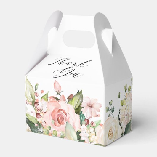 Pastel Blush Roos Floral Botanical Weddenschap Bedankdoosjes (Voorkant Zijde)