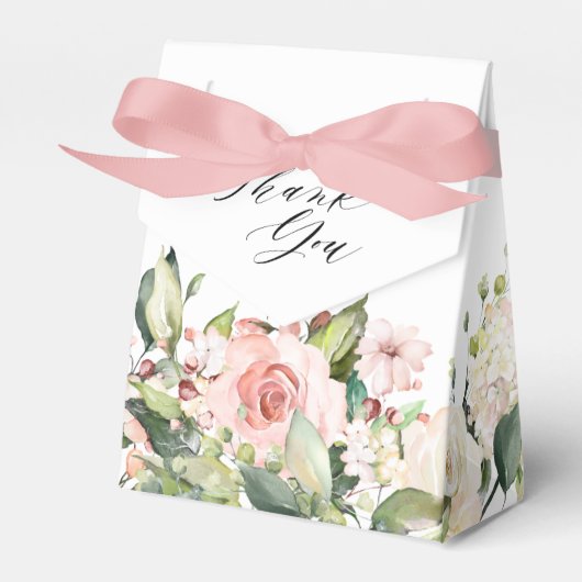 Pastel Blush Roos Floral Botanical Weddenschap Bedankdoosjes (Voorkant Zijde)