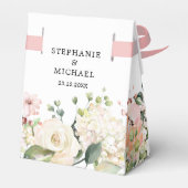 Pastel Blush Roos Floral Botanical Weddenschap Bedankdoosjes (Achterkant)