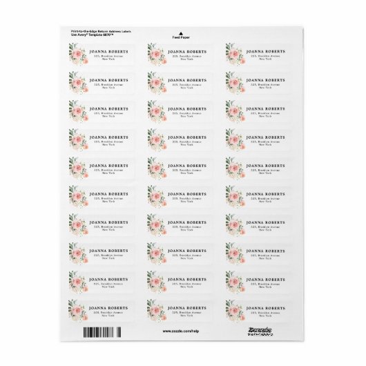 Pastel Blush Roos Floral Botanical Weddenschap Etiket (Full Sheet)
