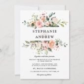Pastel Blush Roos Floral Botanical Weddenschap Kaart (Voorkant)
