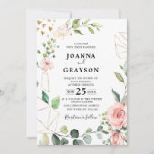 Pastel Blush Roos Floral Botanical Weddenschap Kaart (Voorkant)