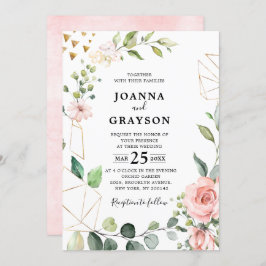 Pastel Blush Roos Floral Botanical Weddenschap Kaart