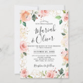 Pastel Blush Roos Floral Botanical Weddenschap Kaart (Voorkant)