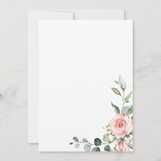 Pastel Blush Roos Floral Botanical Weddenschap Kaart (Achterkant)