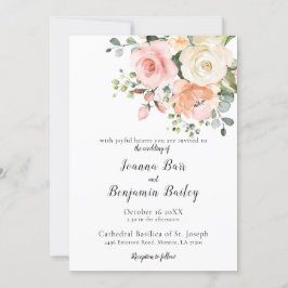 Pastel Blush Roos Floral Botanical Weddenschap Kaart