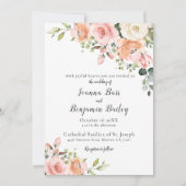Pastel Blush Roos Floral Botanical Weddenschap Kaart (Voorkant)