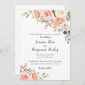 Pastel Blush Roos Floral Botanical Weddenschap Kaart (Voorkant / Achterkant)