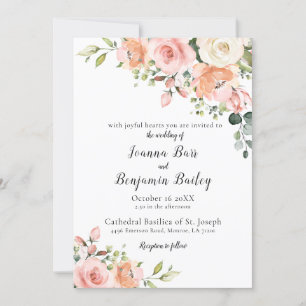 Pastel Blush Roos Floral Botanical Weddenschap Kaart