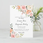 Pastel Blush Roos Floral Botanical Weddenschap Kaart (Staand voorkant)