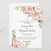 Pastel Blush Roos Floral Botanical Weddenschap Kaart (Voorkant / Achterkant)