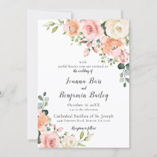 Pastel Blush Roos Floral Botanical Weddenschap Kaart