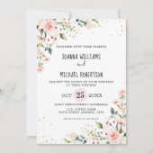 Pastel Blush Roos Floral Botanical Weddenschap Kaart (Voorkant)