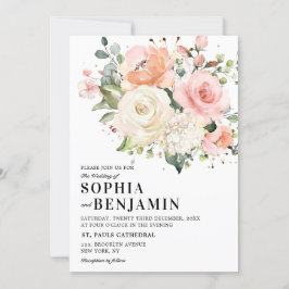 Pastel Blush Roos Floral Botanical Weddenschap Kaart