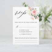 Pastel Blush Roos Floral Botanical Weddenschap RSVP Kaartje (Staand voorkant)