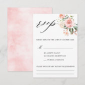 Pastel Blush Roos Floral Botanical Weddenschap RSVP Kaartje (Voorkant / Achterkant)