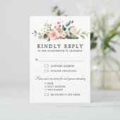 Pastel Blush Roos Floral Botanical Weddenschap RSVP Kaartje (Staand voorkant)