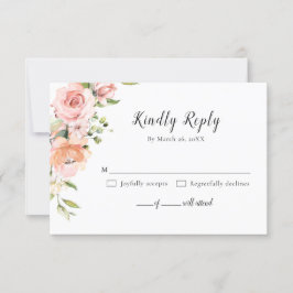 Pastel Blush Roos Floral Botanical Weddenschap RSVP Kaartje